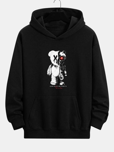 Tatum | Robot Bear Print Relax Fit Hoodie