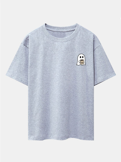 Aureliano® | Ghost Drinking Coffee Print Drop Shoulder Oversize T-Shirt