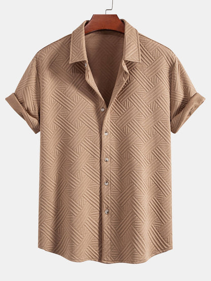 Apolinar® | Texture Jacquard Button Up Shirt & Shorts