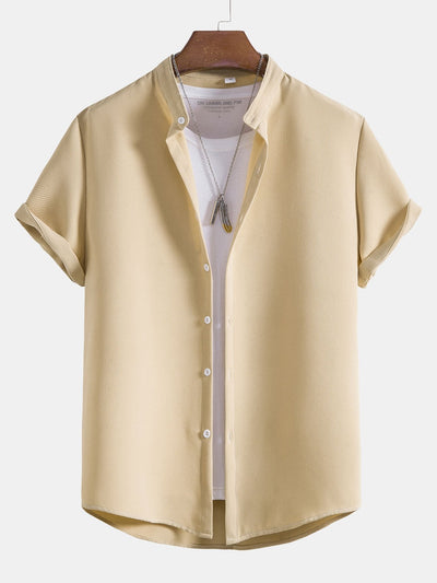 Amel® | Waffle Stand Collar Shirt