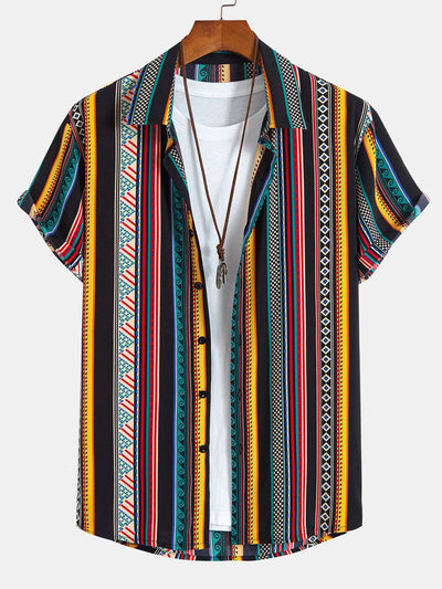 Ames® | Ethnic Geometric Print Button Up Shirt