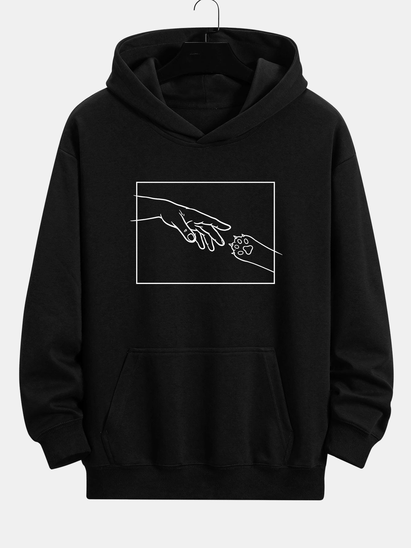 Edward | Hand And Cat Paw Print Relax Fit Hoodie