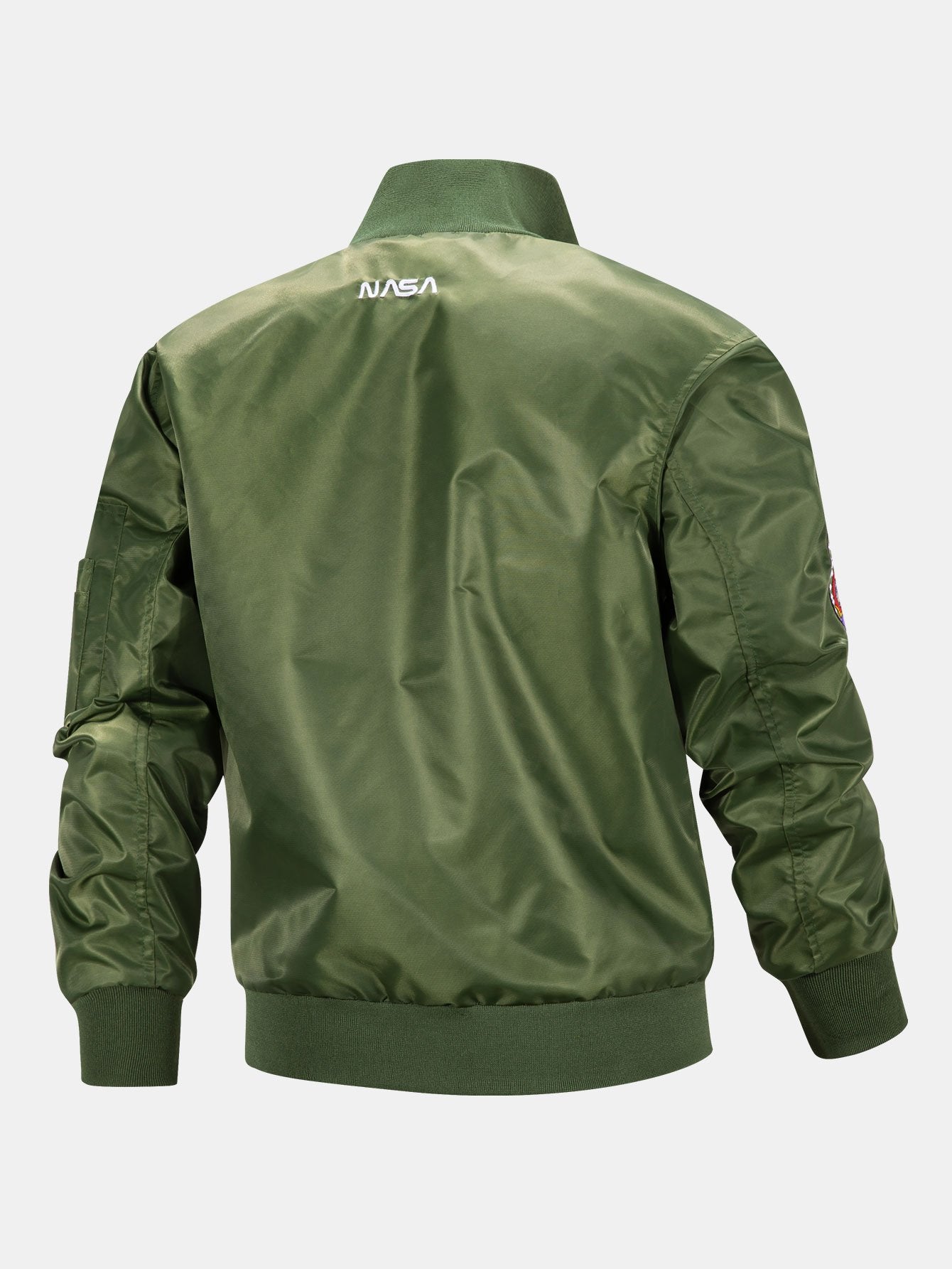 Jos�� | NASA Embroidery Quilted Lined Detachable Hooded Bomber Jacket