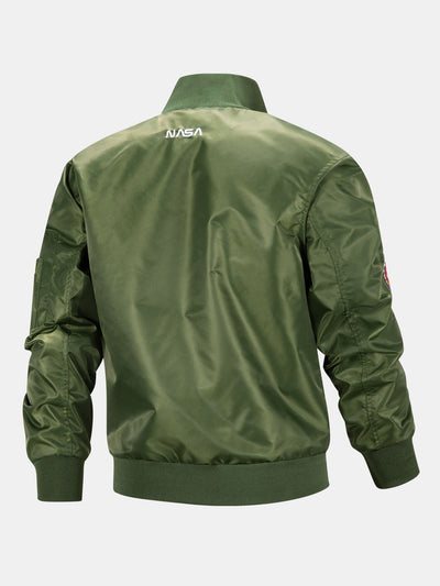 Jos�� | NASA Embroidery Quilted Lined Detachable Hooded Bomber Jacket