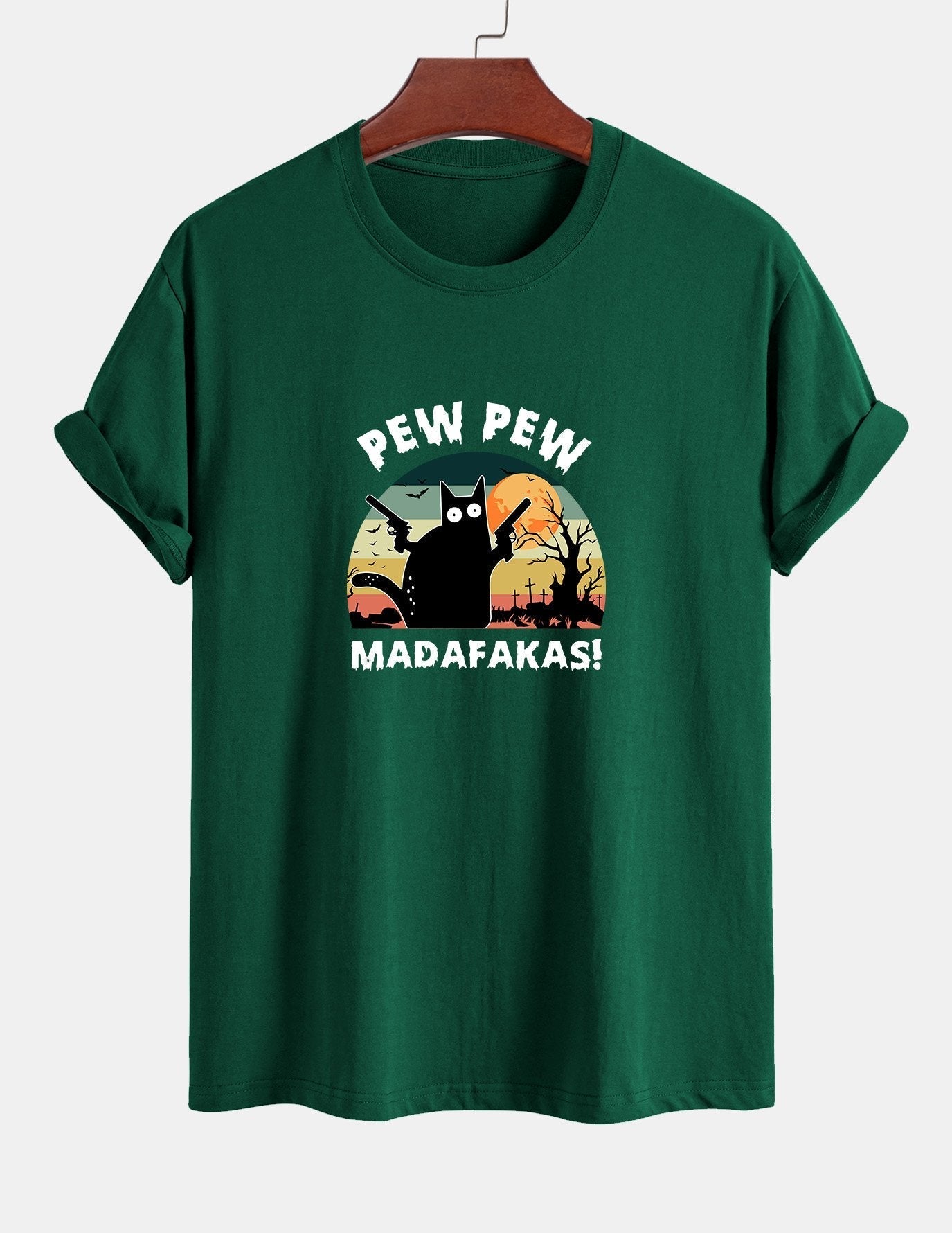 Telesforo® | Black Cat Print Cotton T-Shirt