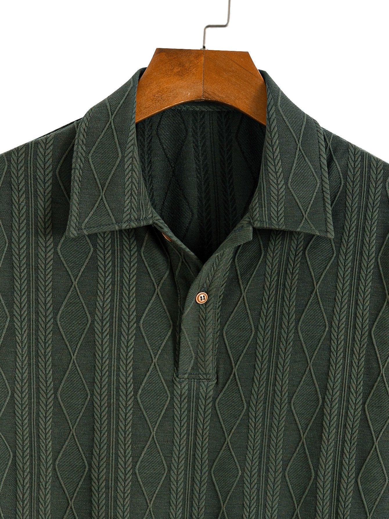 Yovani® | Knitted Geometric Rhombus Jacquard Polo
