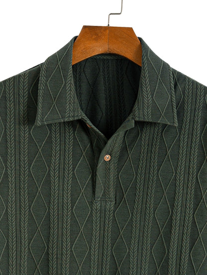 Yovani® | Knitted Geometric Rhombus Jacquard Polo