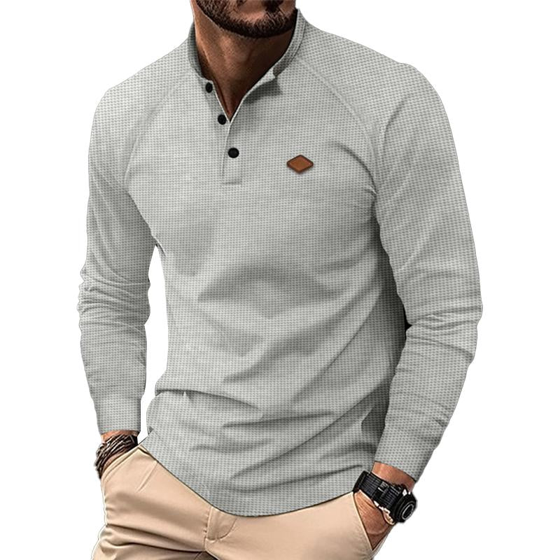 Alceo® | Men's Casual Waffle Henley Collar Raglan Long Sleeve T-Shirt 51518862Y