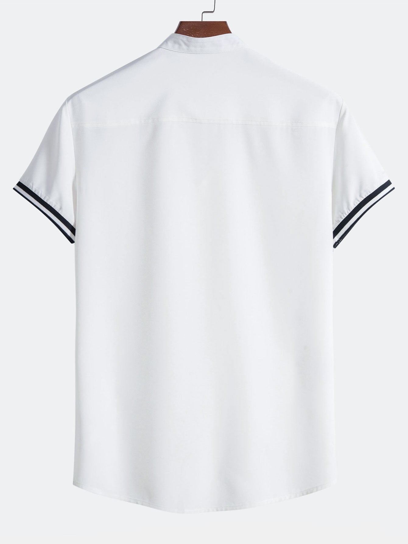 Arvid® | Muscle Fit Stripe Threaded Cuff Stand Collar Shirt