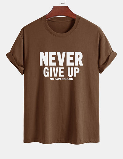 Ubaldo® | Never Give Up Print Cotton T-Shirt