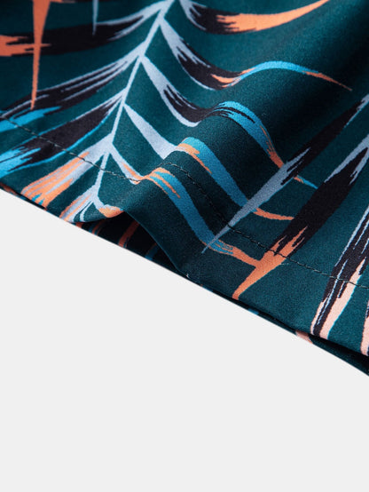 Anacleto® | Leaf Patchwork Print Button Up Shirt