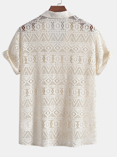 Guillermo® | Short Sleeve Geometry Textured Cuban Shirt