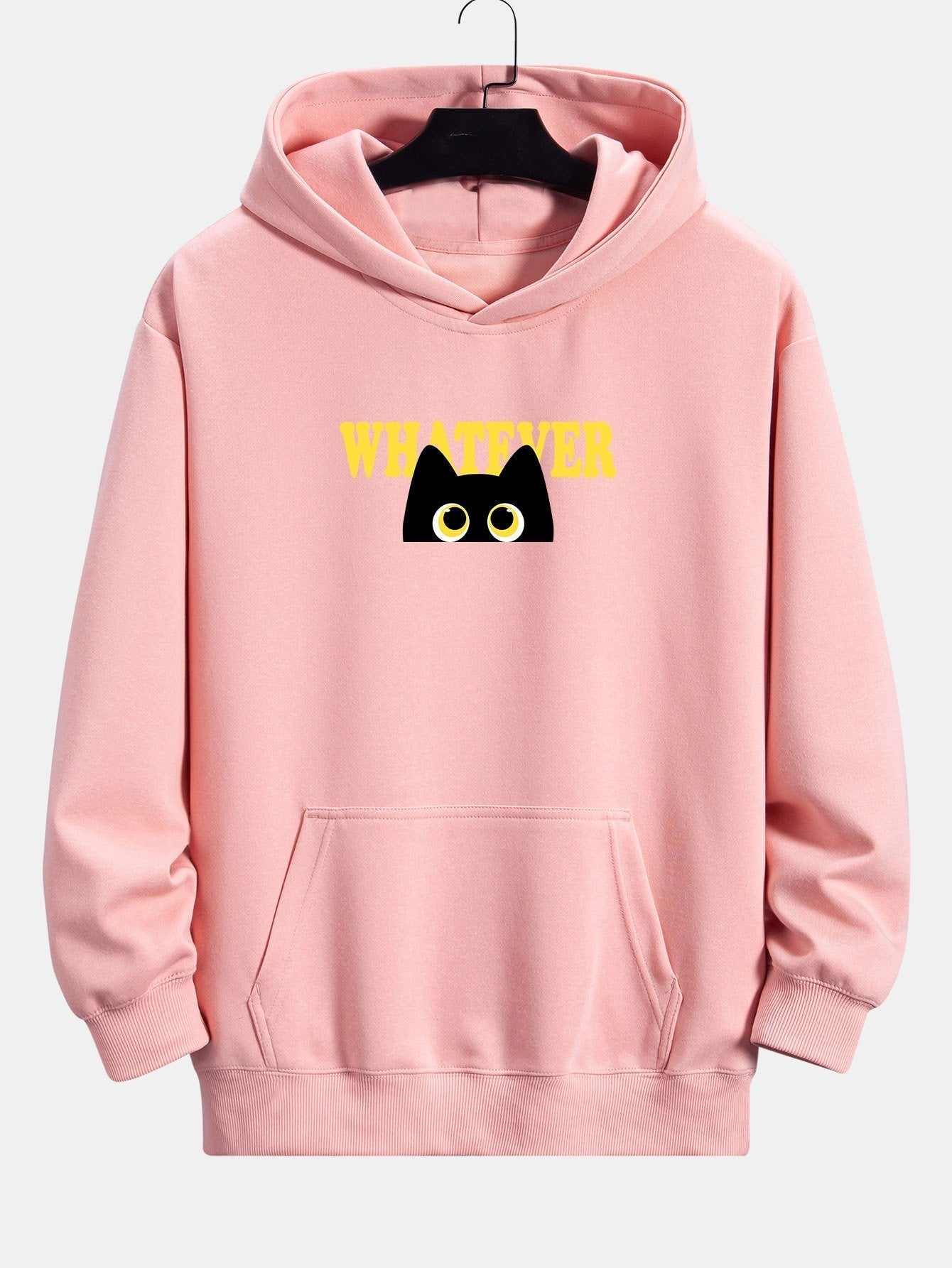 Quentin | Whatever Black Cat Print Relax Fit Hoodie