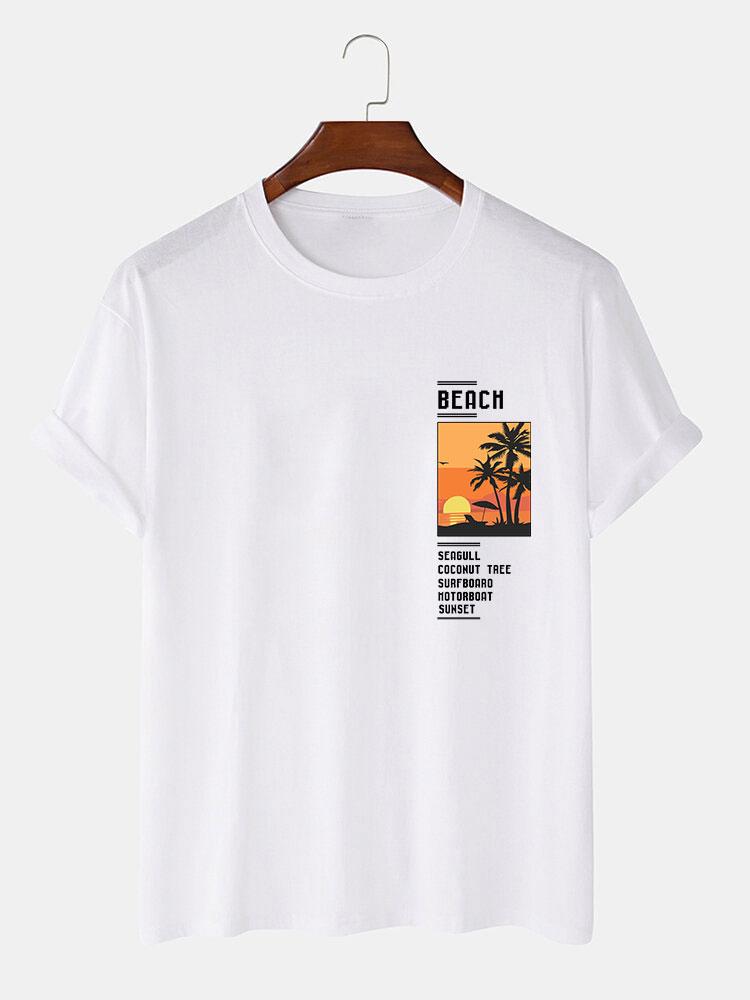 Alban® | Beach Scenery Slogan Print T-Shirt