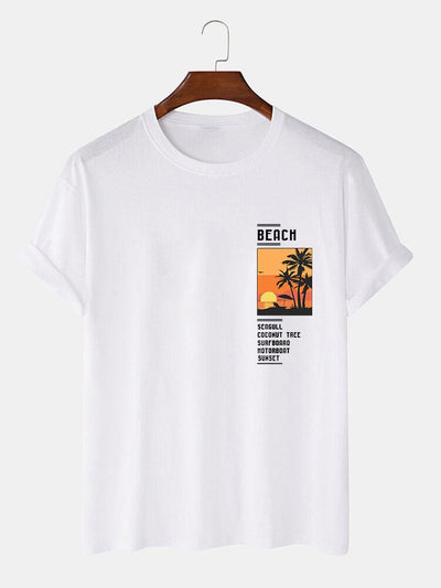 Alban® | Beach Scenery Slogan Print T-Shirt