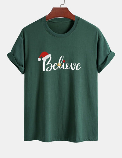 Aitor® | Christmas Believe Print Cotton T-Shirt