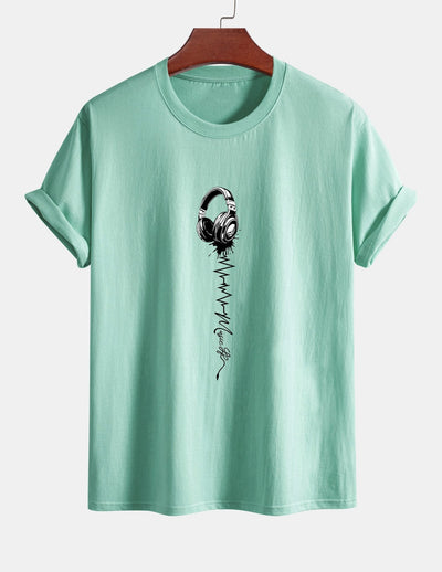 Tulio® | Earphone Print Cotton T-Shirt