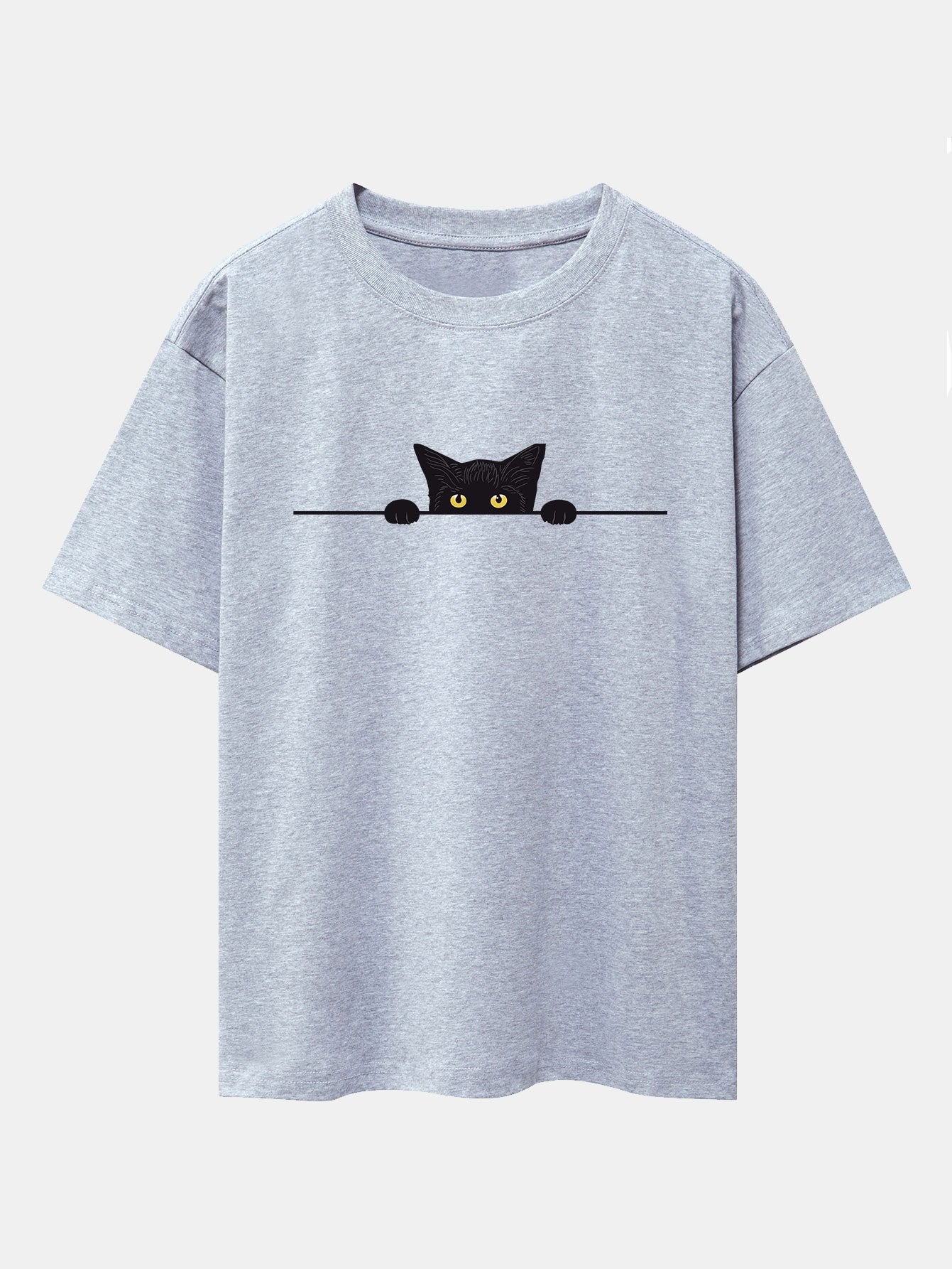 Felix® | Black Cat Print Drop Shoulder Oversize T-Shirt