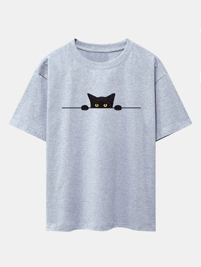 Felix® | Black Cat Print Drop Shoulder Oversize T-Shirt
