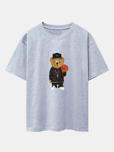 Sebastián® | Basketball Bear Print Drop Shoulder Oversize T-Shirt