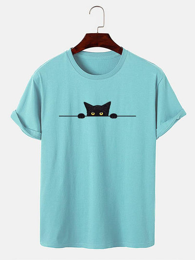 Zenón® | Black Cat Print T-Shirt