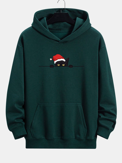 Lawrence | Christmas Black Cat Print Relax Fit Hoodie