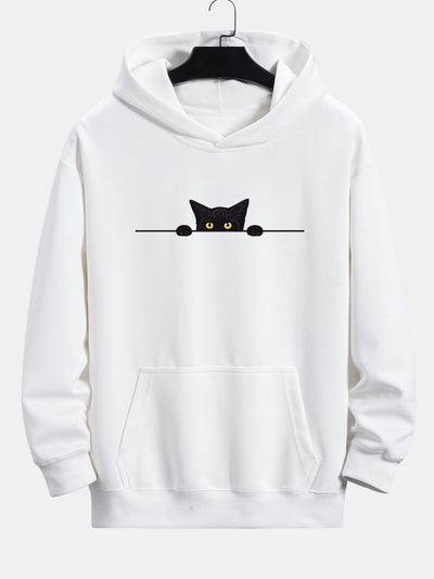 Jax | Black Cat Print Relax Fit Hoodie