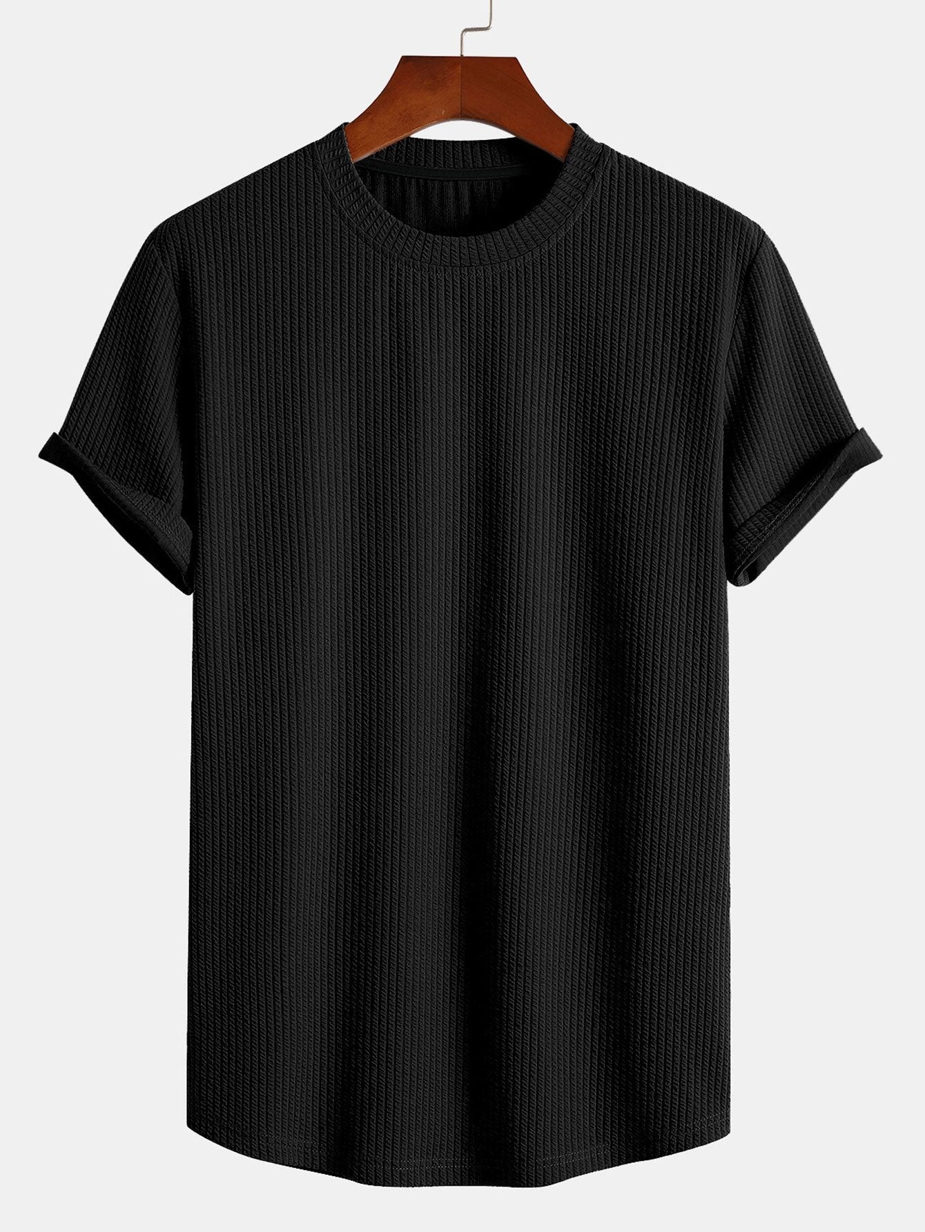 Adán® | Muscle Fit Ribbed Arc Hem T-Shirt