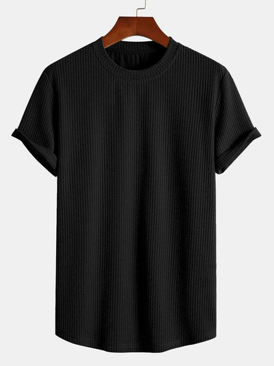 Adán® | Muscle Fit Ribbed Arc Hem T-Shirt