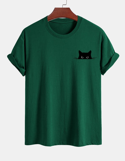 Ariel® | Black Cat Print Cotton T-Shirt