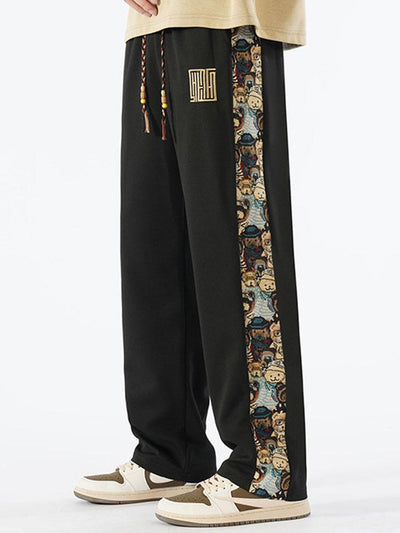 Adalberto® | Bear Print Patchwork Straight Leg Pants
