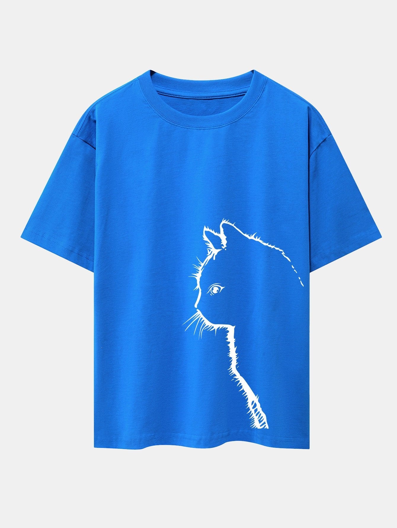 Héctor® | Cat Silhouette Print Drop Shoulder Oversize T-Shirt