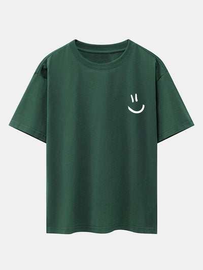 Adney® | 3 Pieces Smiley Face Print Drop Shoulder Oversize T-Shirts