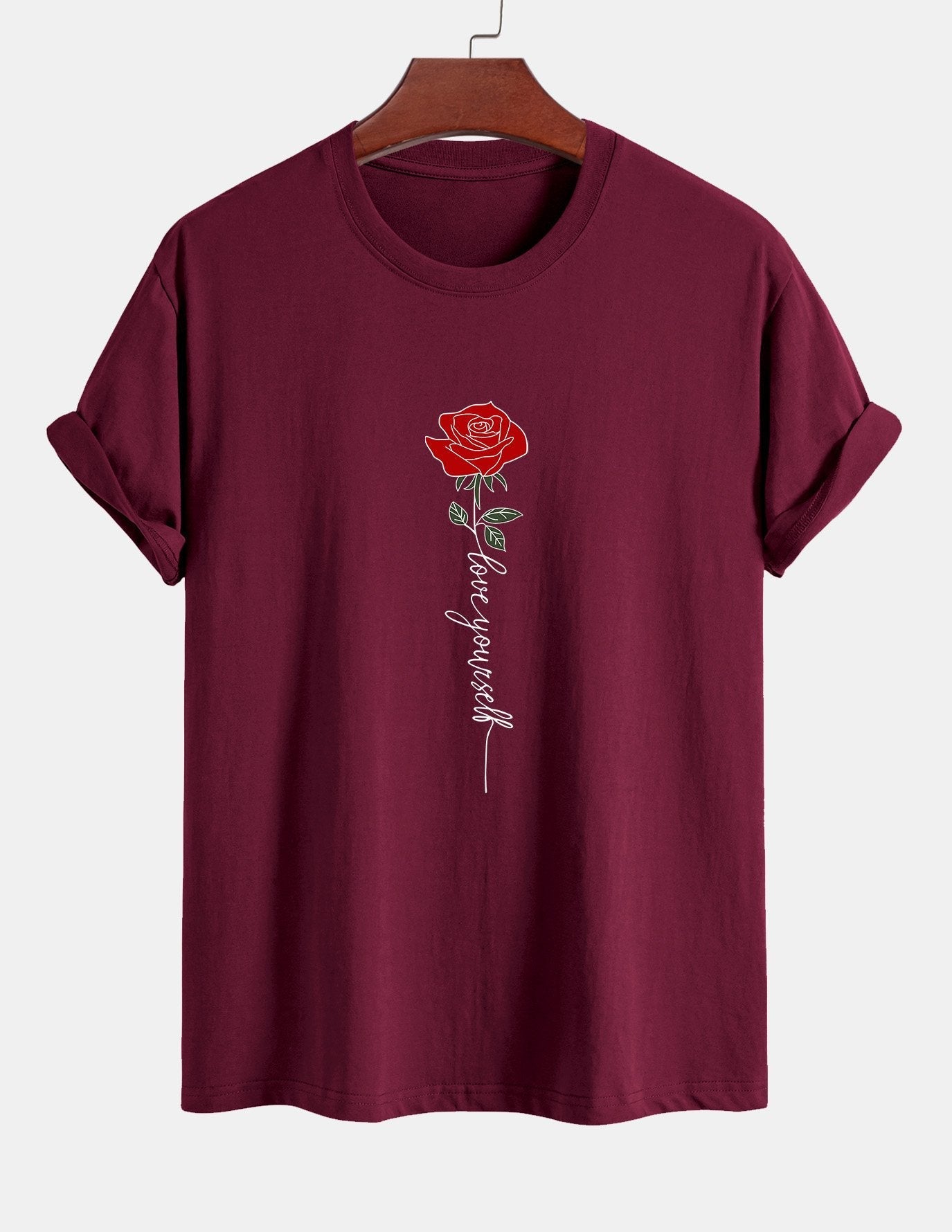 Arsenio® | Rose Slogan Print Cotton T-Shirt