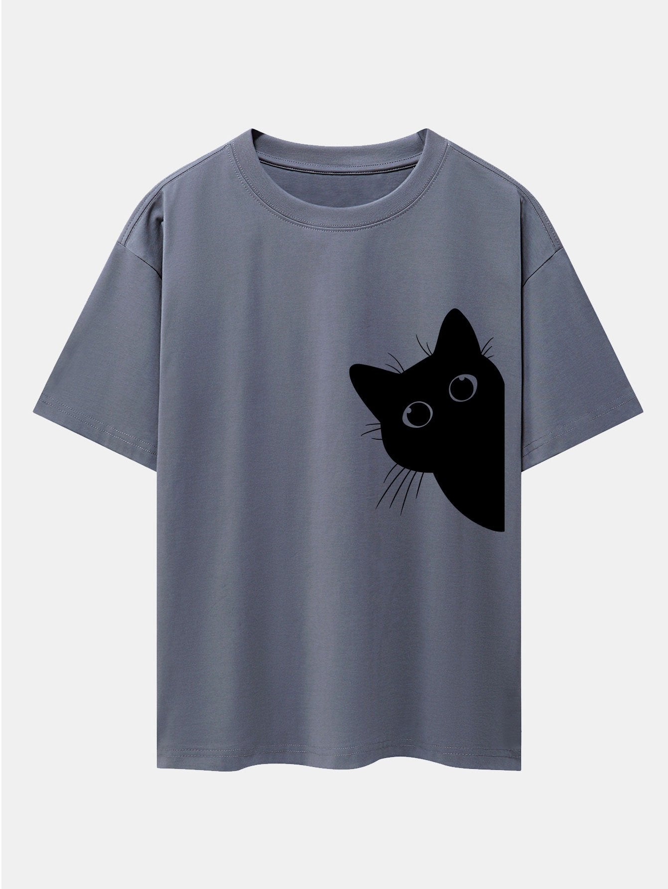 Zacarías® | Black Cat Print Drop Shoulder Oversize T-Shirt
