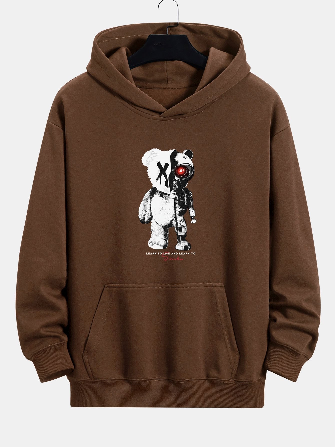 Tatum | Robot Bear Print Relax Fit Hoodie