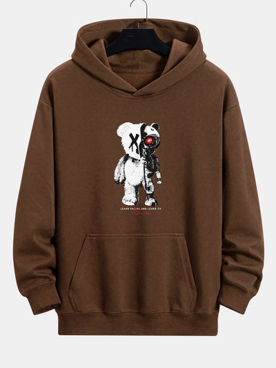 Tatum | Robot Bear Print Relax Fit Hoodie