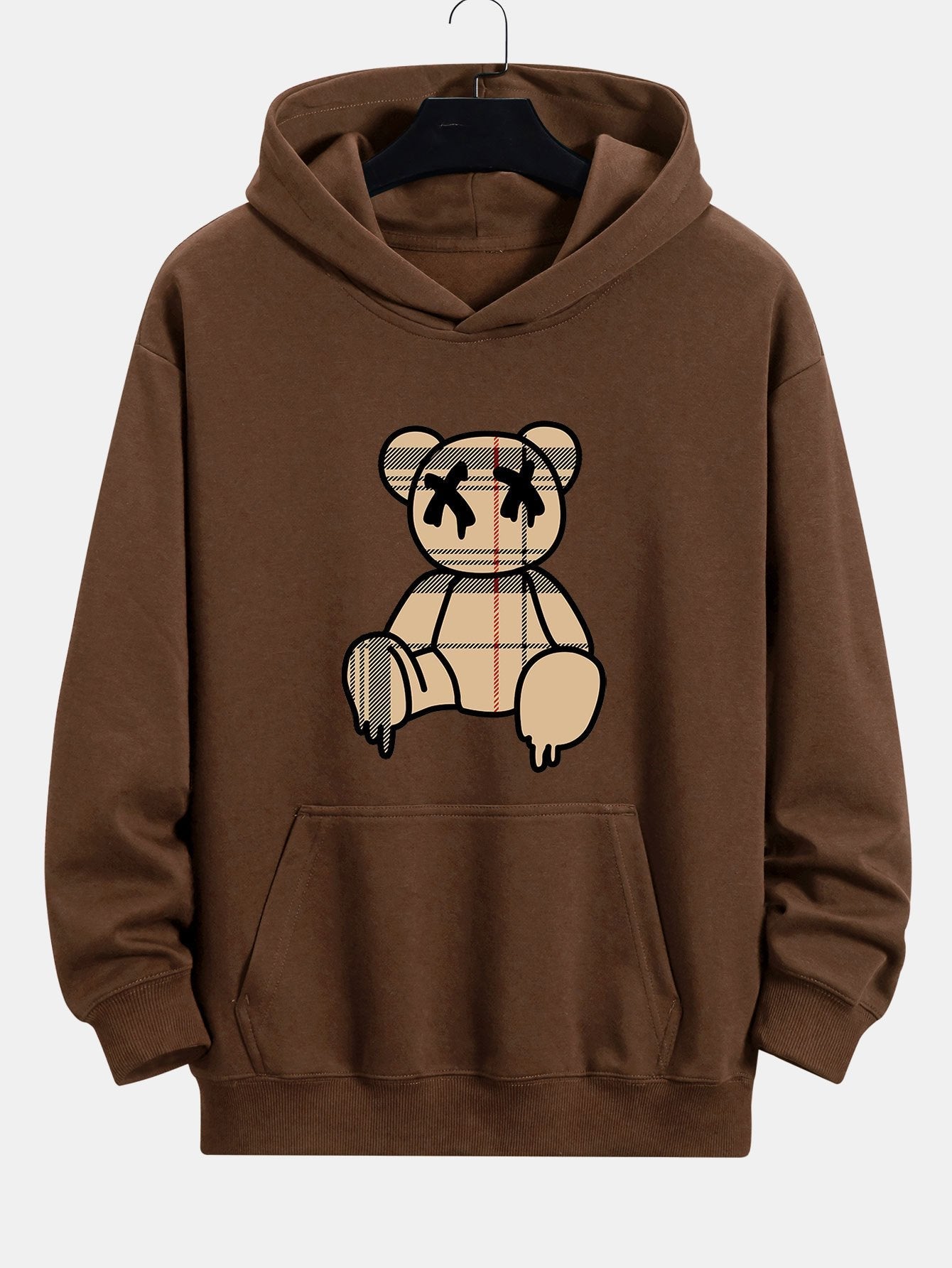 Marcus | Plaid Dissolving Bear Print Relax Fit Hoodie
