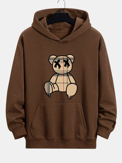 Marcus | Plaid Dissolving Bear Print Relax Fit Hoodie