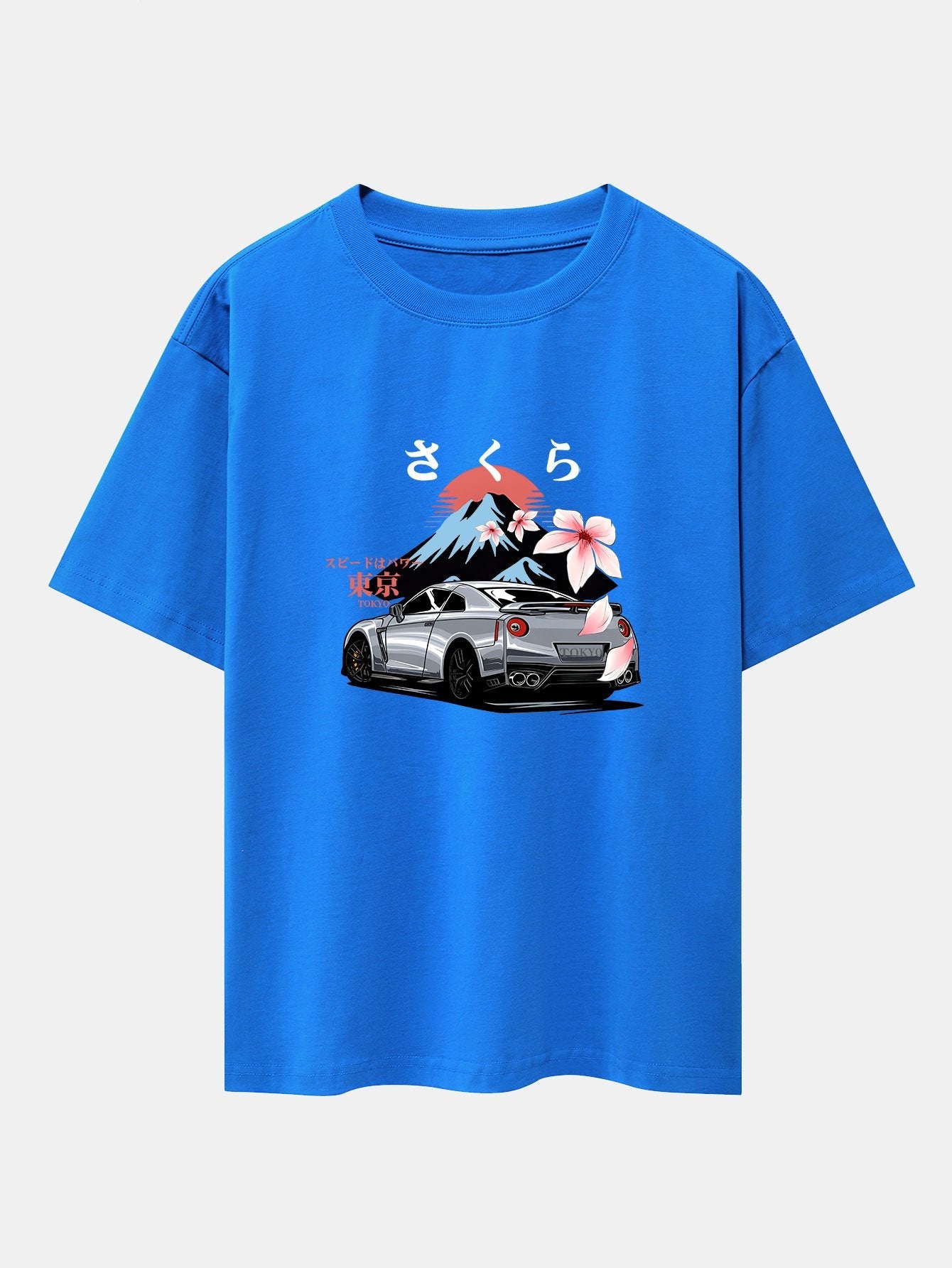 Howard® | Tokyo Cherry Blossoms Car Print Drop Shoulder Oversize T-Shirt