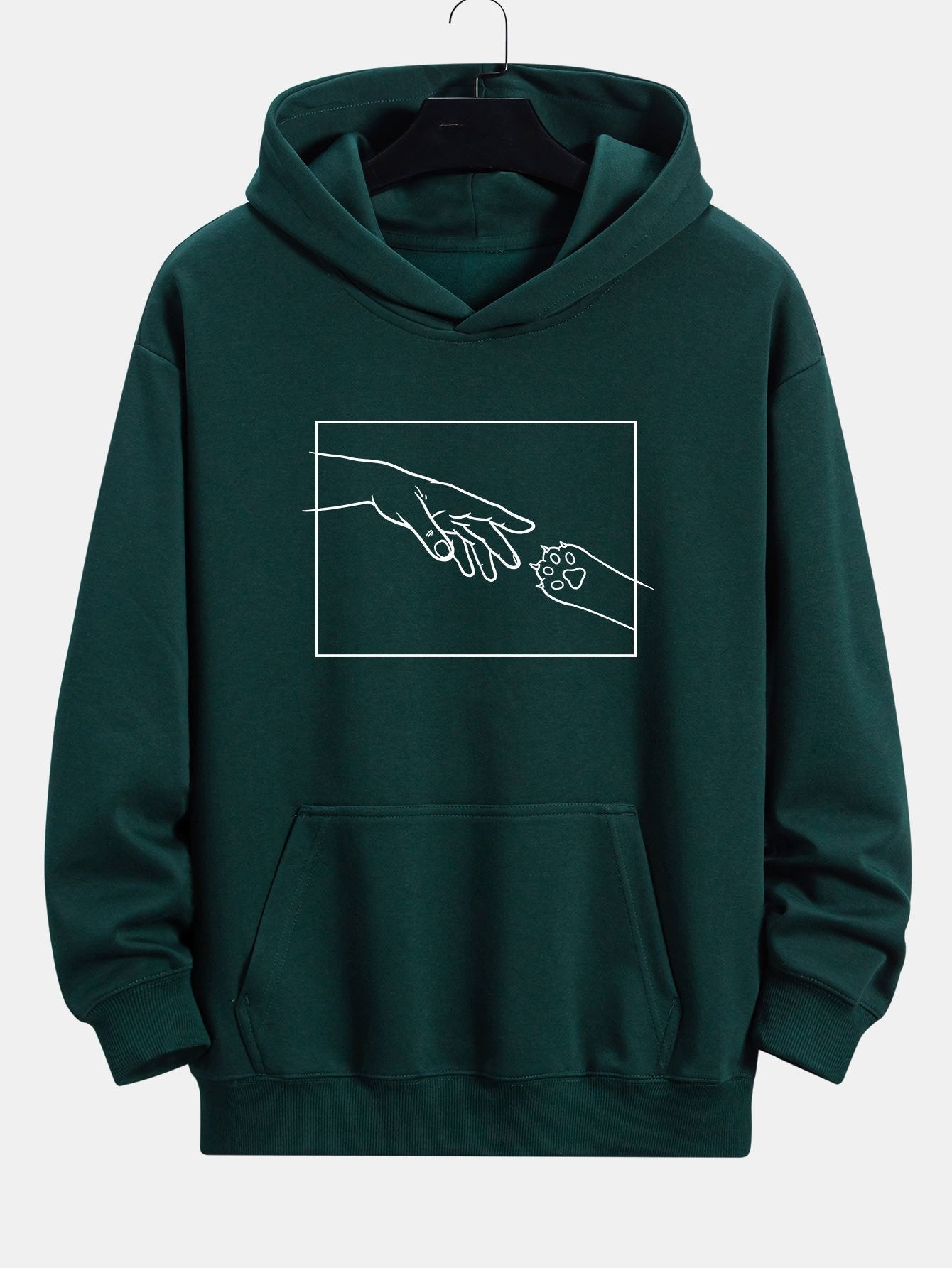 Edward | Hand And Cat Paw Print Relax Fit Hoodie