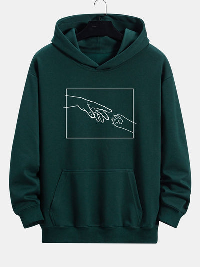 Edward | Hand And Cat Paw Print Relax Fit Hoodie