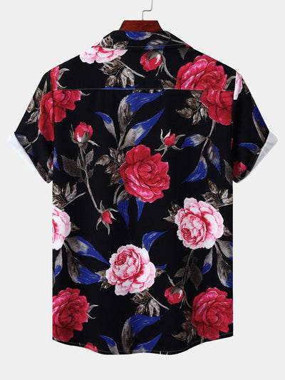 Alfredo® | Red Rose Print Revere Shirt