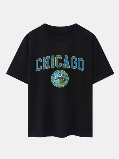 Alexis® | Chicago Coat Of Arms Print Drop Shoulder Oversize T-Shirt