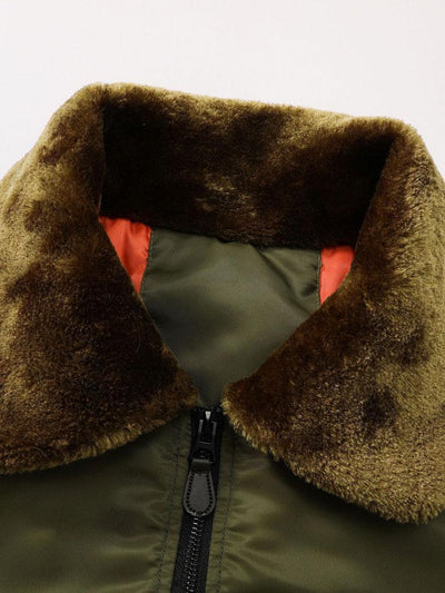 Ronan | Quilted Lined Bomber Jacket With Faux Fur Collar