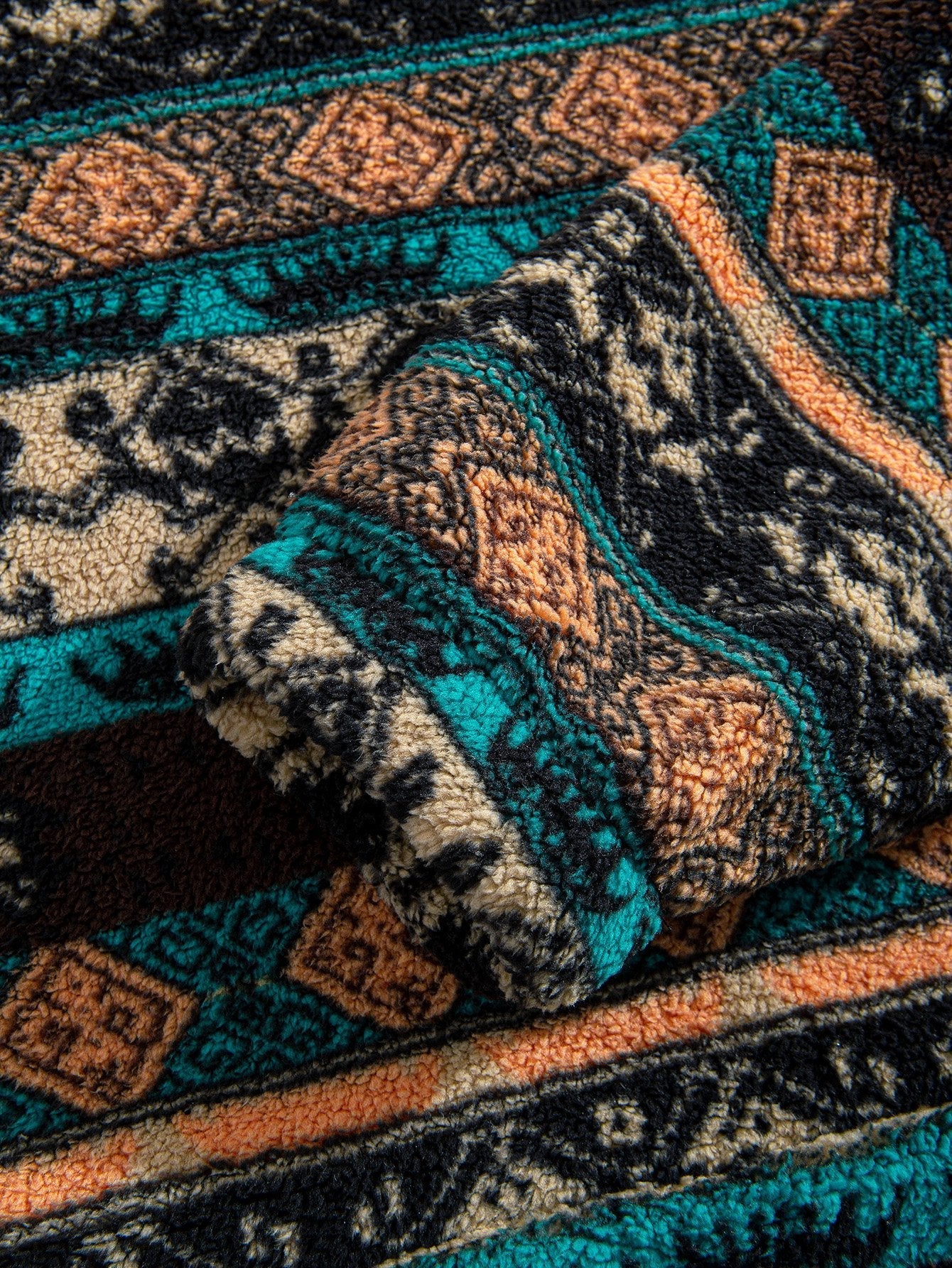 Nestor | Ethnic Geometric Teddy Fleece Hoodie
