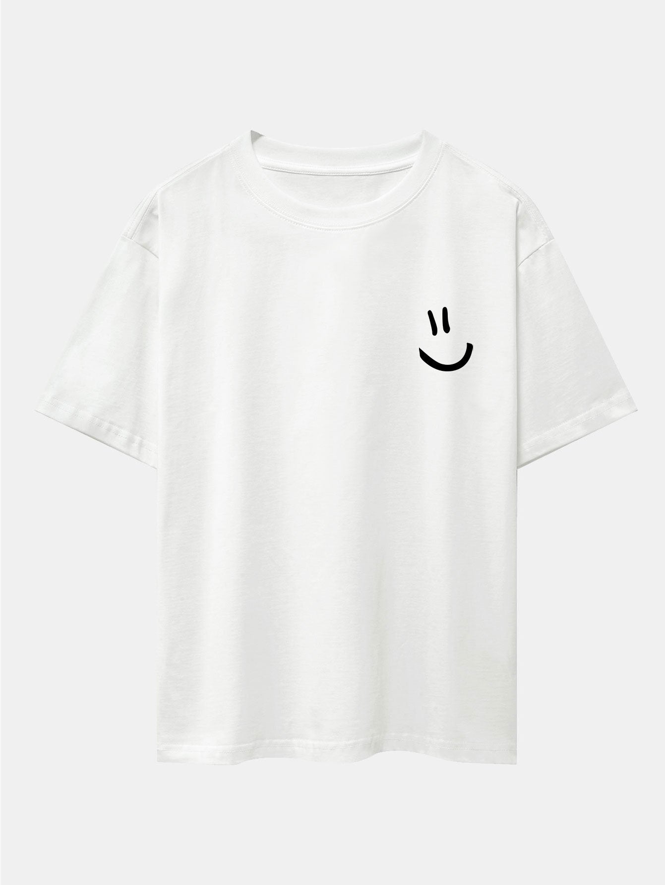 Adney® | 3 Pieces Smiley Face Print Drop Shoulder Oversize T-Shirts