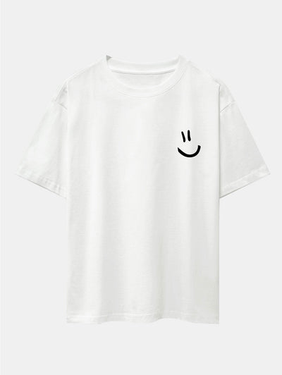 Adney® | 3 Pieces Smiley Face Print Drop Shoulder Oversize T-Shirts
