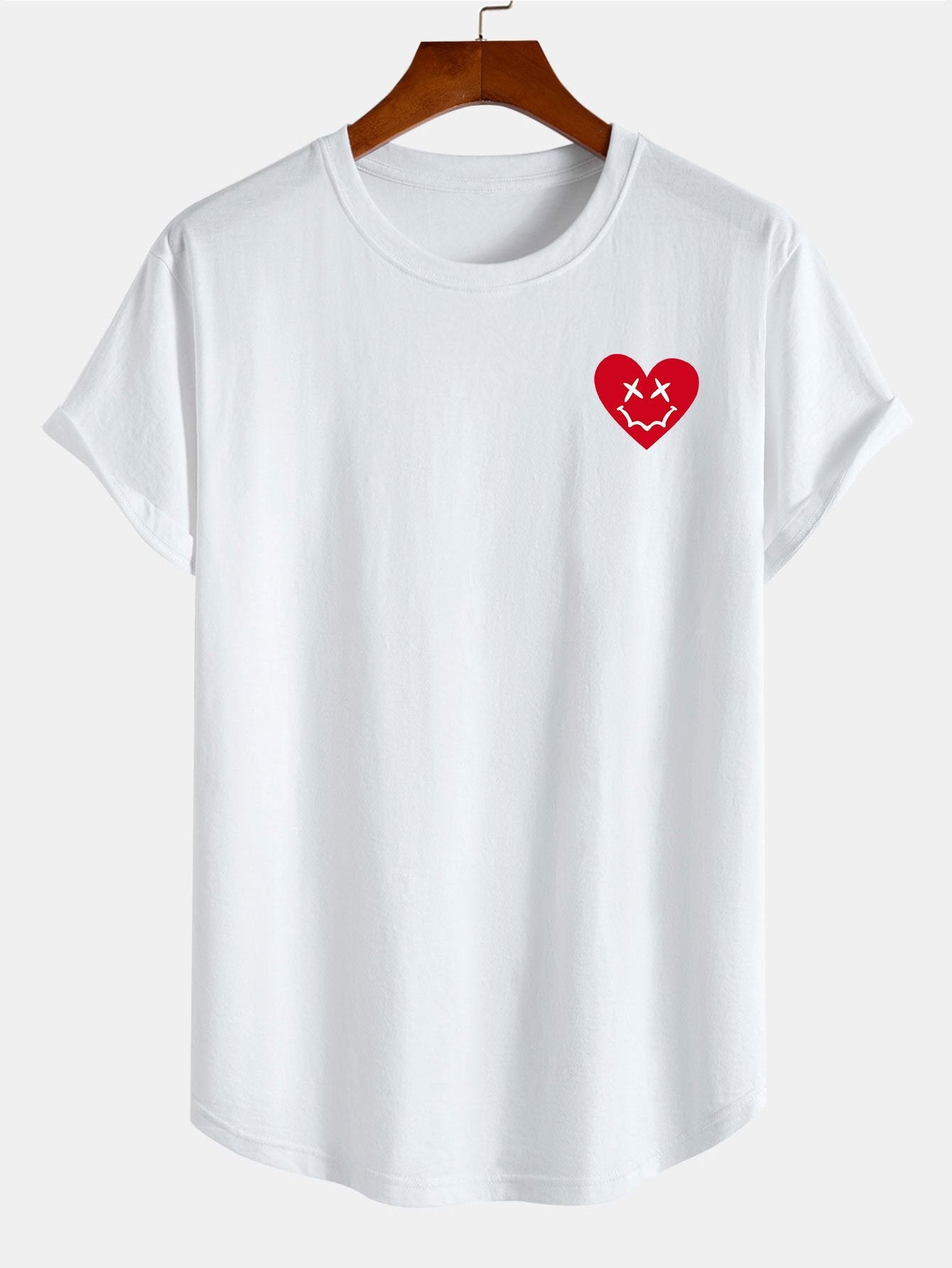 Peter® | Heart Smiley Face Print Cotton Arc Hem T-Shirt