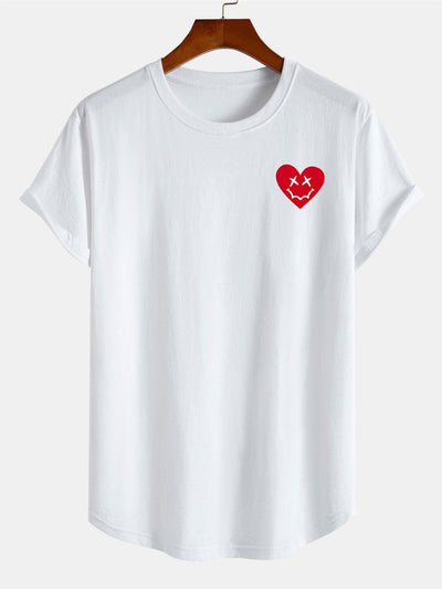 Peter® | Heart Smiley Face Print Cotton Arc Hem T-Shirt